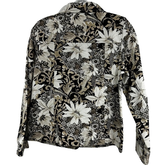 Appleseed’s Petites Beige Floral Button Front Jacket Style A21764, 4P - Picture 7 of 9